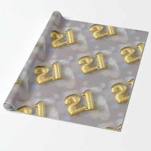Tjugo en 21 guld- ballonger presentpapper