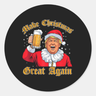 Tjugo julklapp 2024: Drink Beer Trump Santa Runt Klistermärke