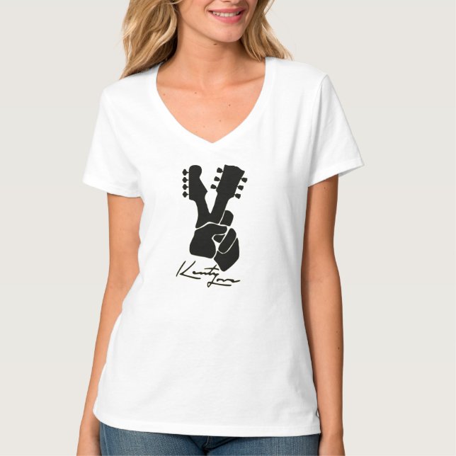 Tjugo Kärlek Logotyp Kvinnors grundläggande V-Nack T Shirt (Framsida)