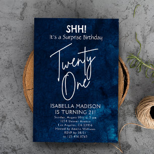 Tjugo på   21:a födelsedag Party - marinblå Inbjudningar