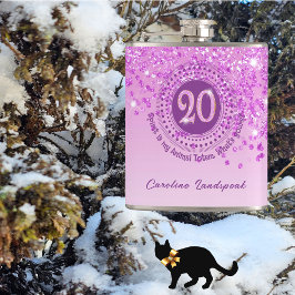 Tjugo & Rosa Glitter & Drickande Citat Fickplunta