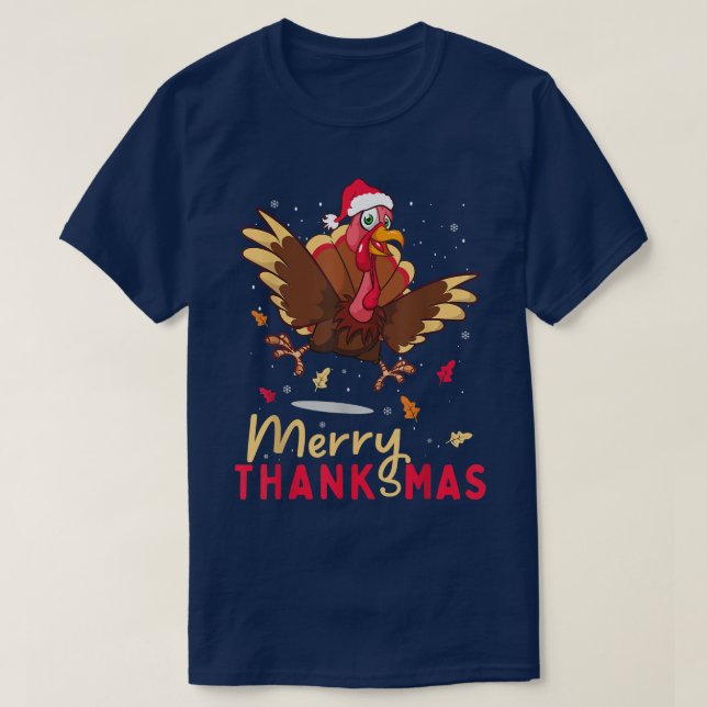 Tjugo Turkiet Santa Merry Thanksmas jul Tack T Shirt (Design framsida)