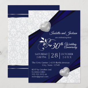 Tjugoårsjubileum design - marin och vit inbjudningar