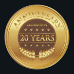 Tjugoårsjubileum Firande Guld Medal Magnet<br><div class="desc">Tjugo år efter firande guld utmärkelsen med en lagerkrans.</div>