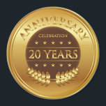 Tjugoårsjubileum Firande Guld Medal Magnet<br><div class="desc">Tjugo år efter firande guld utmärkelsen med en lagerkrans.</div>