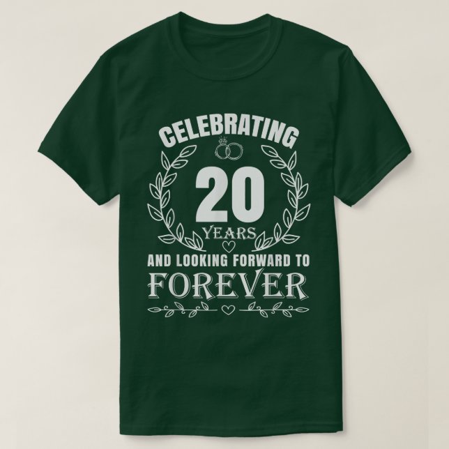 Tjugoårsjubileum i Bröllop för Par gift T Shirt (Design framsida)
