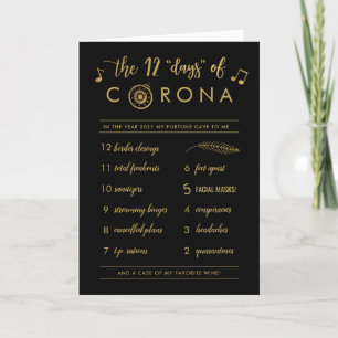 Tjugodagarsdagar i Corona Jul Guld Black Helgkort