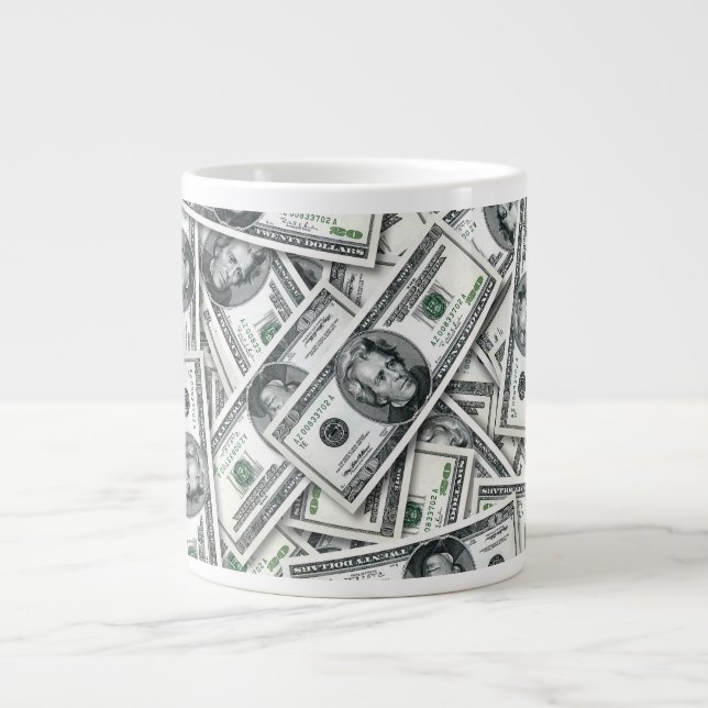 Tjugodollarsedlar Pengar Mönster Jumbo Mugg (Framsidan)