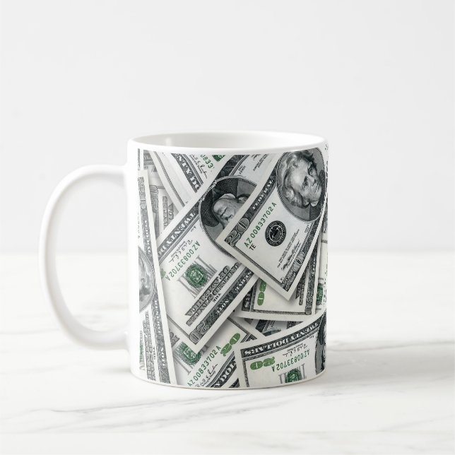 Tjugodollarsedlar Pengar Mönster Kaffemugg (Vänster)