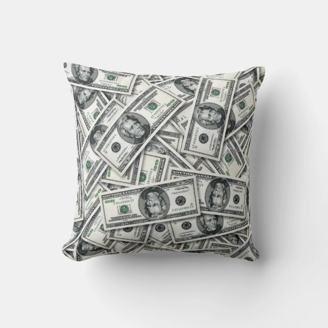 Tjugodollarsedlar Pengar Mönster Kudde (Framsida)