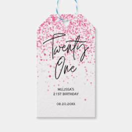 Tjugoen födelsedag med gnistrande varmröd glitter presentetikett