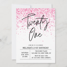 Tjugoen mousserande Shock rosa Glitter Inbjudningar