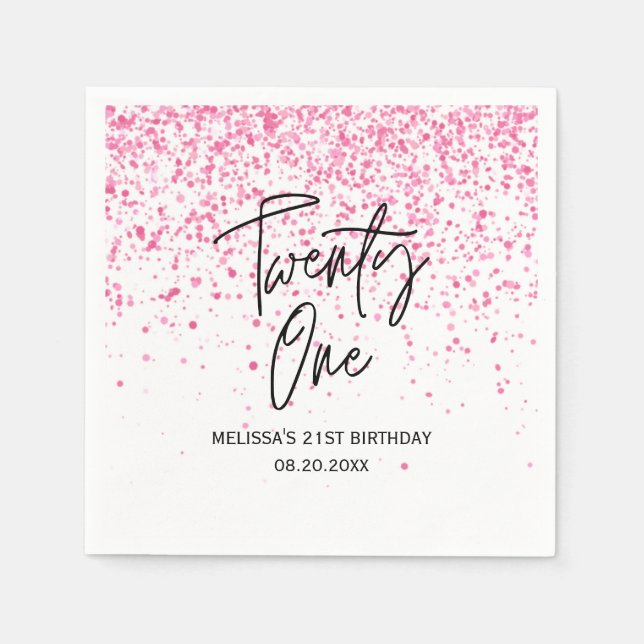 Tjugoen mousserande Shock rosa Glitter Pappersservett (Framsidan)