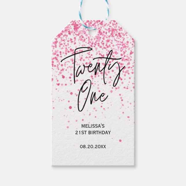 Tjugoen mousserande Shock rosa Glitter Presentetikett (Framsidan)