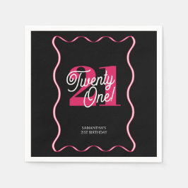 Tjugoen retro Vågigt minimalistisk 21:a födelsedag Pappersservett
