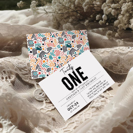 Tjugoett | Färgfull geometrisk 21:a födelsedag Inbjudningar