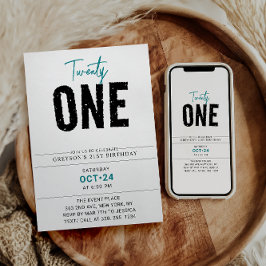 Tjugoett | Färgfull geometrisk 21:a födelsedag Inbjudningar