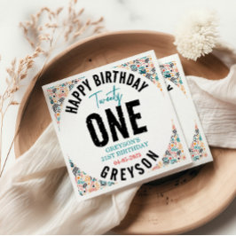 Tjugoett | Färgfull geometrisk 21:a födelsedag Pappersservett