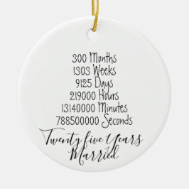 Tjugofem års gift Årsdag 25:e bröllop Julgransprydnad Keramik