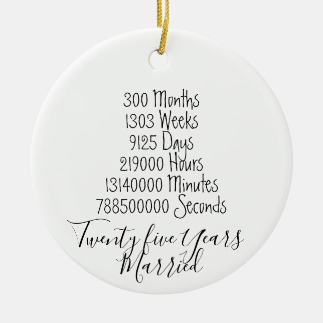 Tjugofem års gift Årsdag 25:e bröllop Julgransprydnad Keramik (Framsidan)