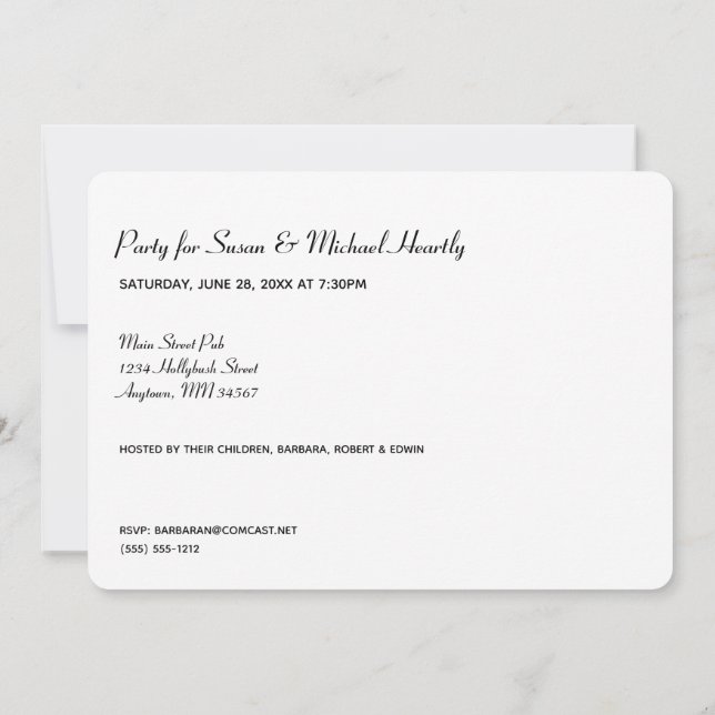 Tjugofem med information om bakre inbjudan (Baksida)