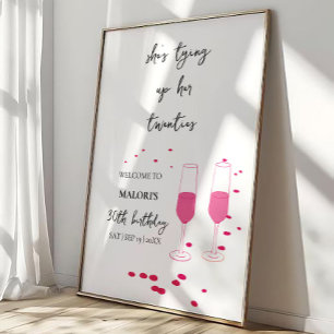 Tjugofemåring med rosa champagne 30-årsfirande poster