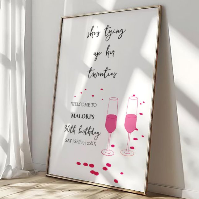 Tjugofemåring med rosa champagne 30-årsfirande poster (Skapare uppladdad)