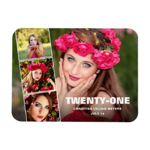 Tjugoförsta Grattis på födelsedagen 4-fotokollage Magnet