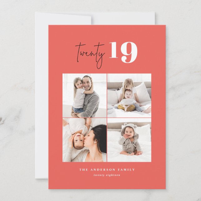 TJUGOFYRA djärva grafiska multi foto nyår Julkort (Framsida)