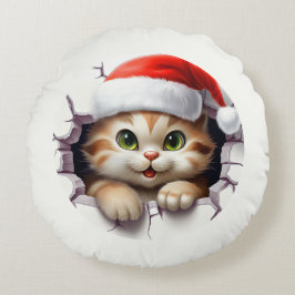 Tjugojulkatt genom väggen illustreras rund kudde