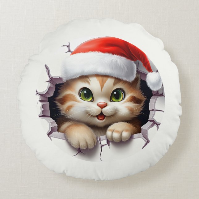 Tjugojulkatt genom väggen illustreras rund kudde (Framsidan)