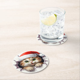 Tjugojulkatt genom väggen illustreras underlägg papper rund