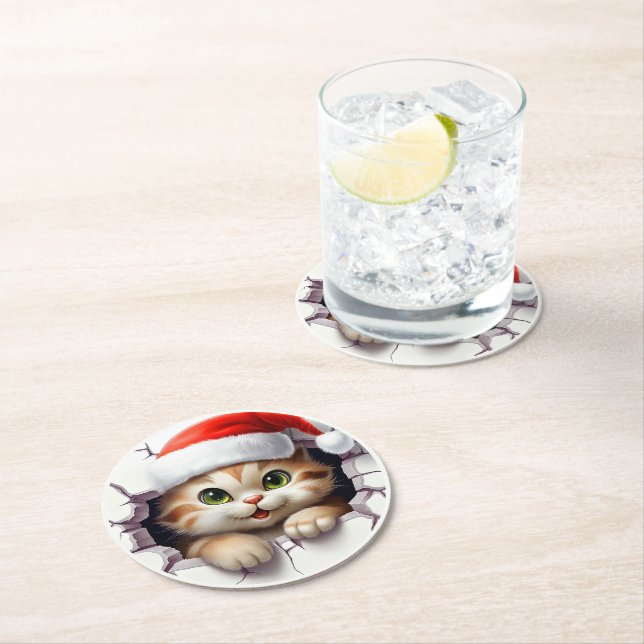 Tjugojulkatt genom väggen illustreras underlägg papper rund (Insitu)