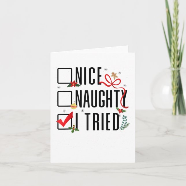 Tjugojulklappar Santa List Nice Naughty I Tr Kort (Framsida)
