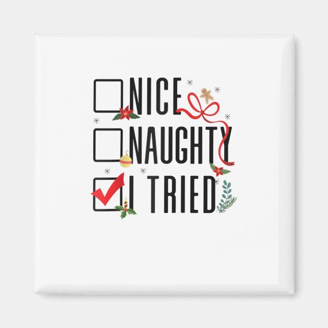 Tjugojulklappar Santa List Nice Naughty I Tr Magnet (Framsidan)
