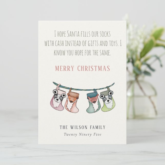 Tjugolott fyller lager med Pengarar jul Julkort (Stående Fram)