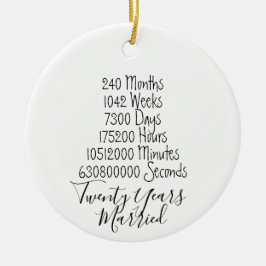 Tjugonde årsdagen 20:e bröllop-året gift julgransprydnad keramik