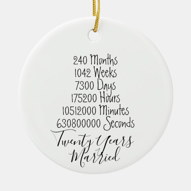 Tjugonde årsdagen 20:e bröllop-året gift julgransprydnad keramik (Framsidan)