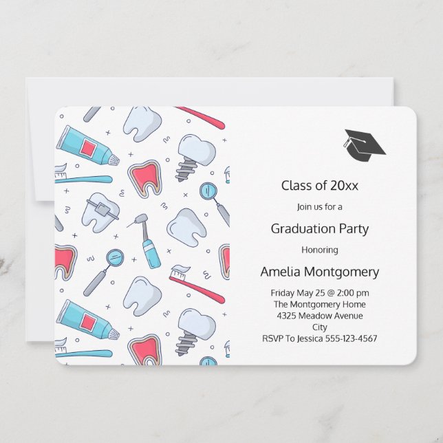 Tjugonen och Verktyg Studenten i Dental Mönster Inbjudningar (Framsida)