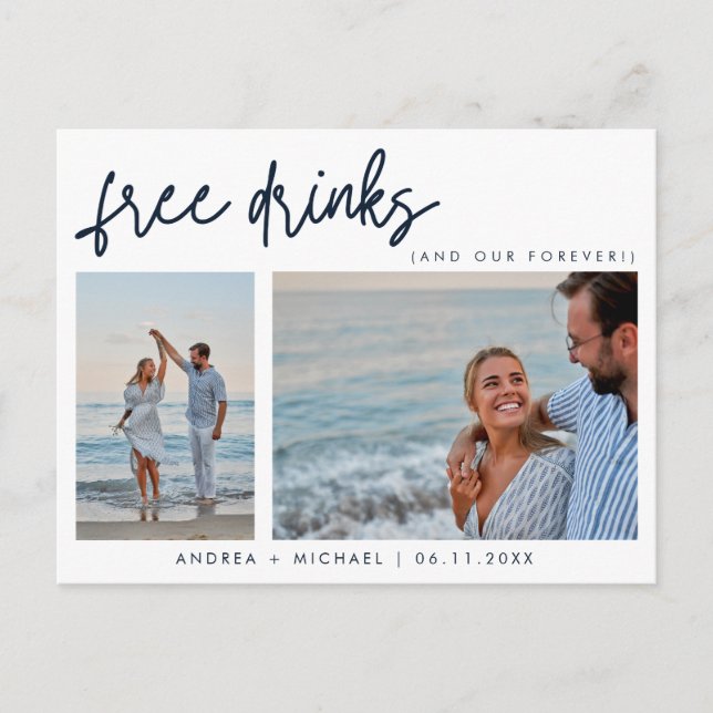 Tjugotvå foto QR-kod Bröllop spara datum Inbjudan Vykort (Framsida)