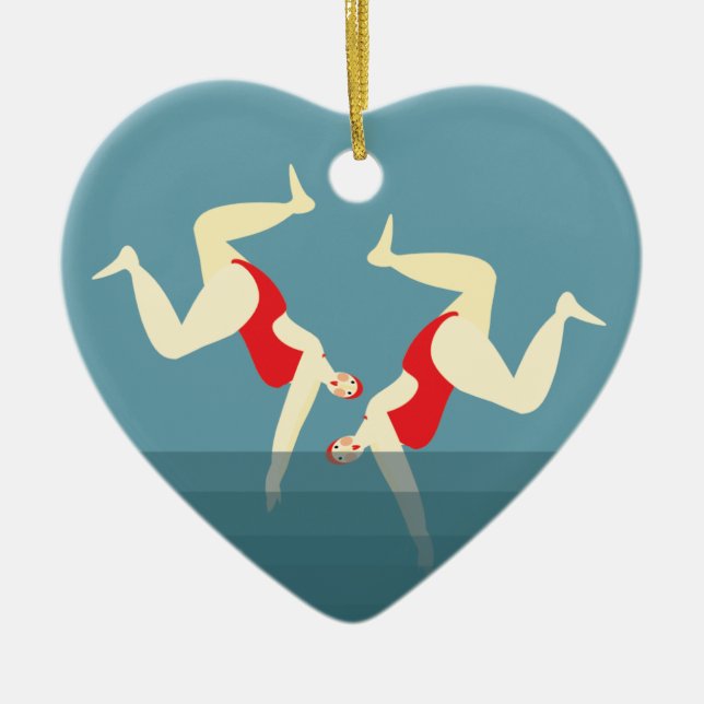 Tjugotvå kvinnor Vild Swimmers jul Julgransprydnad Keramik (Framsidan)