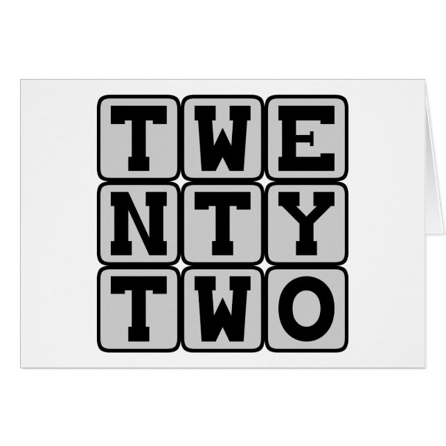 Tjugotvå, nummer 22 hälsningskort (Framsidan Horizontal)