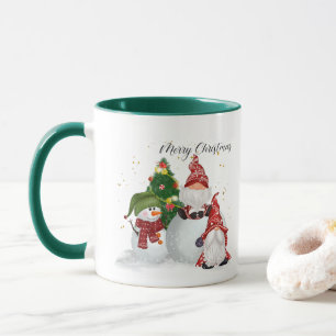 Tjuliga julgnomer lägger till monogram mugg