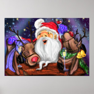 Tjunotomten och renarna jul Party - Cheers Poster