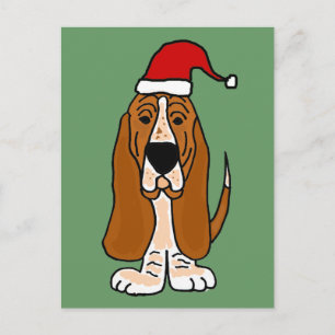 Tjuny Basset Hound i jultomten Art Helg Vykort