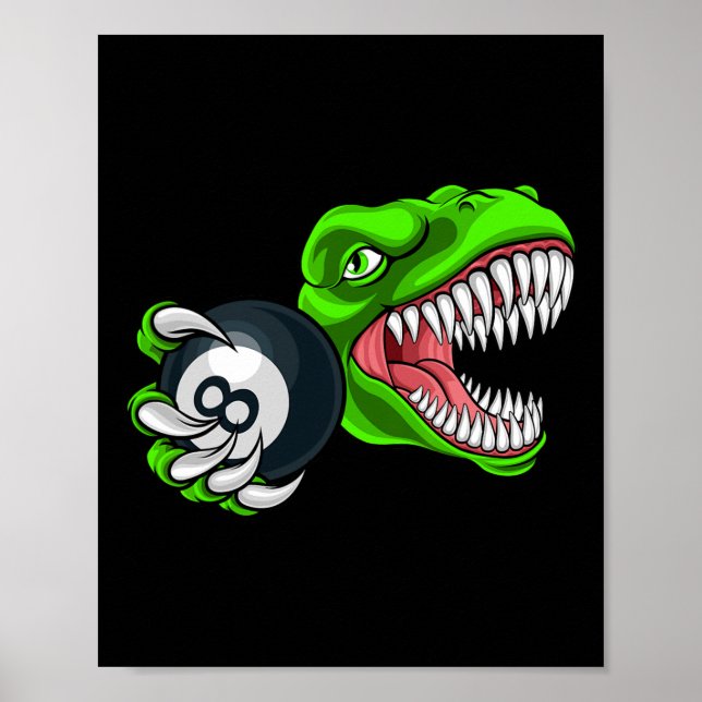 Tjuny Billiards T-rex Art Billiards som spelar Bas Poster (Framsidan)