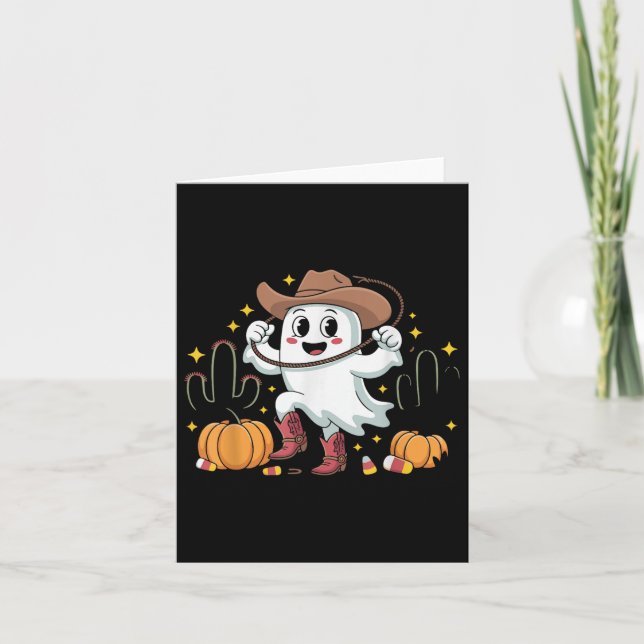 Tjuny Cowboy Halloween Ghost Western Fall for Spoo Kort (Framsida)