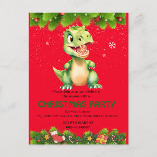 Tjuny Dinosaur äter kakor från bröd Jul Helg Vykort