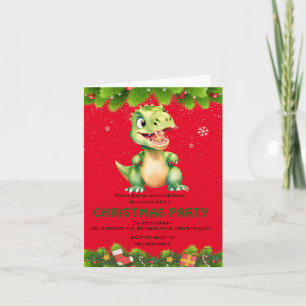 Tjuny Dinosaur äter kakor från bröd Jul Inbjudan