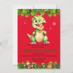 Tjuny Dinosaur äter kakor från bröd Jul Inbjudningar